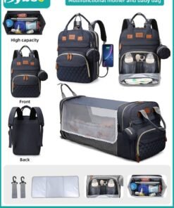 Bybeo Baby Diaper Bag Backpack, Multifunction Diapers Changing Station for Boys Girls Outdoor and Travel, Infant Shower Gifts, Large Capacity, 900d Oxford, USB Port