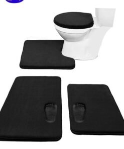 HOMESTAR 4 Piece Bathroom Rugs Bath Mat Set, Velvet Memory Foam Mats for - Non-Slip, PVC Backing Rugs, Washable Rug Dries Quickly