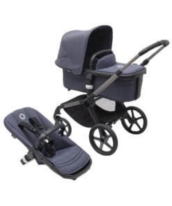 Bugaboo Fox 5 All - Terrain Stroller, 2 - In - 1 Baby Stroller With Full Suspension, Easy Fold, Spacious Bassinet, Extendable Toddler Seat, One - Handed Maneuver Ability (Graphite - Stormy Blue)