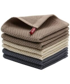 MahMir 100% Cotton Waffle Weave Kitchen Dish Cloths, Waffle Tea Towels Ultra Soft Absorbent Quick Drying Dish Towels, 34x34 CM , 4-Pack, (Mixed Color)