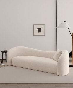 Merry Moments 2 Seater Sofa Modern Sofa White Sofa Camel Back Standard Sofa White Bouclé Upholstered Sofa Curly Oatmeal White for Living Room Reception Office Airbnb L140xH76xW78 cm