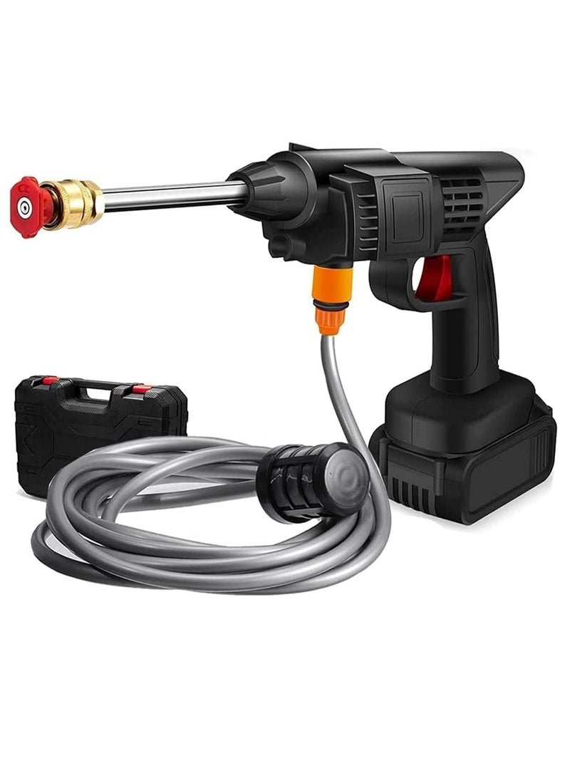 48V 25000mAh 30Bar Cordless High Pressure Car Washer with Nozzles Water Gun Set Garden Cleaning Jet Washing Machine Multi Purpose With Uk 3 Pin Adapter