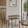 AFT 3-Piece Dining Table Set with 2 Chairs – Compact Kitchen & Dining Room Furniture, Space Saving Design, Metal Frame with Walnut Brown Wood Finish