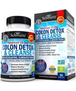 BioSchwartz Colon Cleanser and Detox for Weight Loss & Digestive Support - 15 Day Fast-Acting Extra Strength Cleanse with Probiotic Fiber Plus Noni for Constipation Relief & Bloating Support, Non-GMO, 45 Count