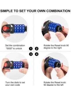 Barakah Bike Lock with LED Night Light 4-Digit Resettable Number Combination Cable Lock High Security Chain Lock for Bicycle Outdoors and Other Items That Need to Be Secured, 120cm/12mm (Black) - Image 5