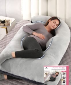 Donetella G-Shape Pregnancy Pillow – 180 cm Full Body Maternity Support Pillow with Removable Washable Velvet Cover – Support for Back, Legs, Belly & Hips – Grey