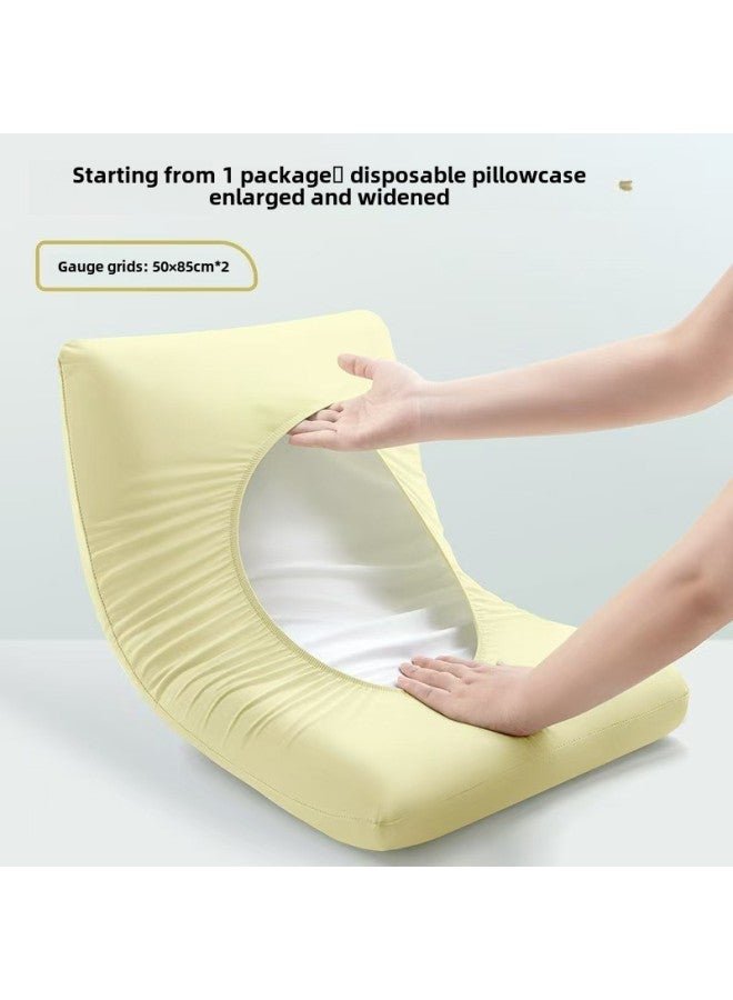 Going Out Universal Disposable Pillowcase Travel Pillowcase Elastic Increased Thickened Travel Hotel Supplies Travel Pillow Towel-Color:Almond Yellow (50*85cm*2) Two In A Pack