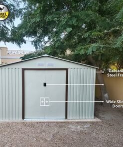 CamelTough Outdoor Metal Storage Shed, 11.2x10.6 feet, Garden Metal Shed Beige, CT-644