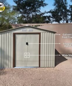 CamelTough Outdoor Metal Storage Shed, 9.1X6.3 feet, Garden Metal Shed Beige, CT-641