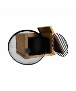 Small Square Fire Pit Table Color Natural Teak & Black - Aluminium Frame