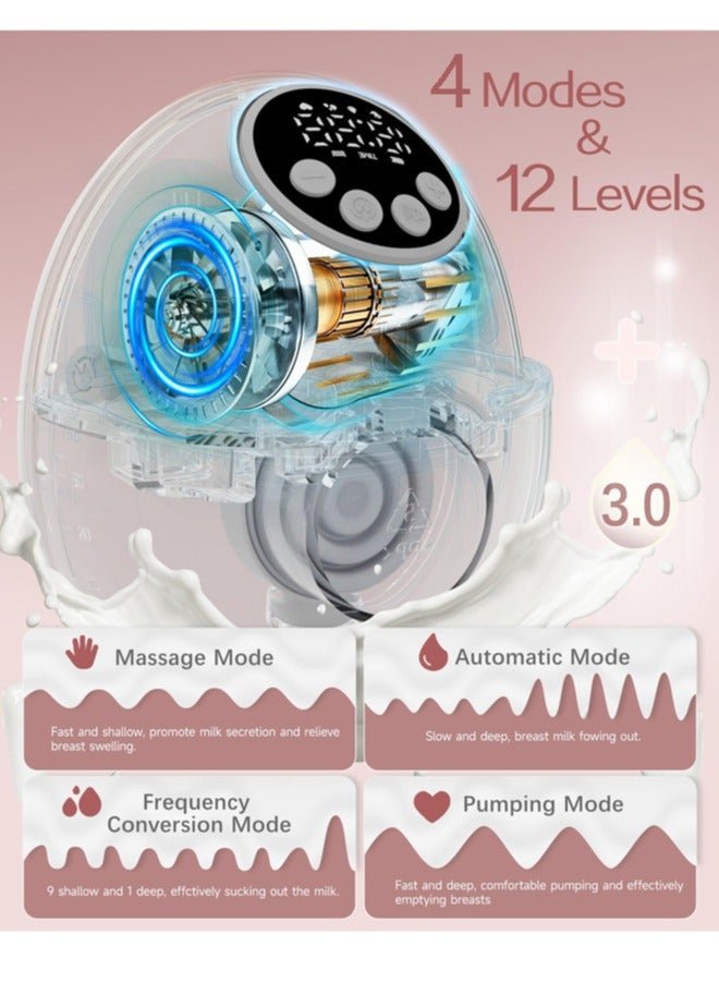 chiteng Heated Electric Breast Pump Hands Free, Wearable Breastfeeding Pump with Voice Reminder & Auto-Stop Function, 4 Modes/ 12 Levels Hospital Grade Suction, 1200mAh Long Battery Life - Image 4