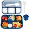 Adando Lunch Box for Kids & Adults - 1300ml 4 Compartment Bento Box with Fork - Insulated Lunch Box Microwave & Freezer Safe & BPA  Free  -  Insulated Leak-Proof for Adults/Kids/Toddler/School