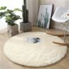 Beauenty Round Rug for Bedroom,Fluffy Circle Furry Carpet for Girls Kids Room,Shaggy Circular Rug for Nursery Room,Non Slip Fuzzy Plush Area Rug for Dorm,Room Decor for Baby (Beige, 120cm)