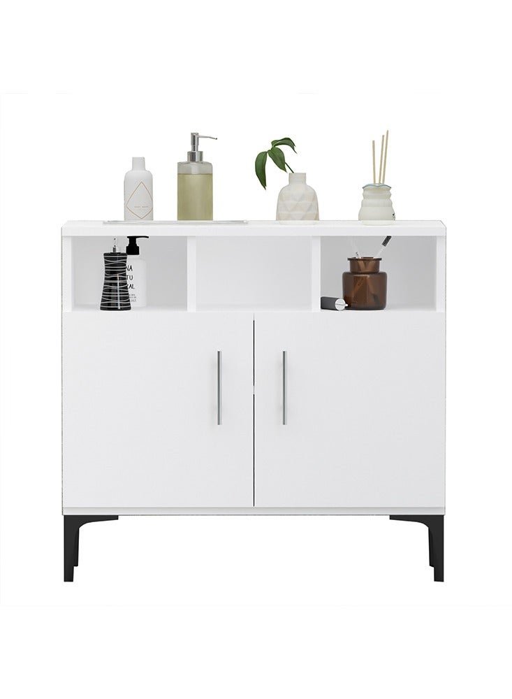 Mahmayi Stylish Multifunctional Medium Height Cabinet with 2 Drawer, 3 Shelf Storage Ideal for Living Room, Kitchen, Bedroom - White
