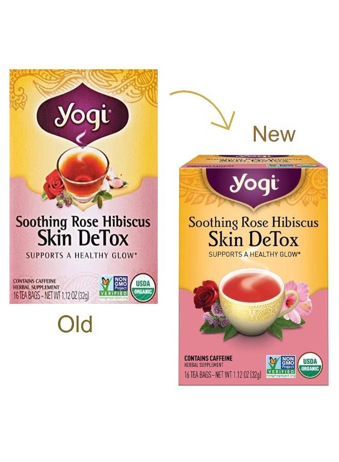 Yogi Tea Soothing Rose Hibiscus Skin Detox - 16 Tea Bags Packaging May Vary