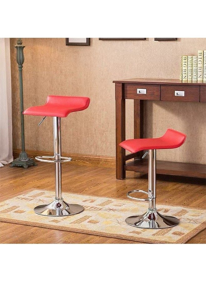 JCB CHIC Bar Stool Chairs High Stool Chair Adjustable Stool ,PU Leather with Chrome Base, Pub Counter Chair(red,2pcs)