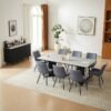DANUBE HOME Everson 1+8 Stone Top Dining Set – Premium Modern Dining Table With 8 Stylish Chairs, Elegant Living & Dining Room Furniture, Sleek Durable Contemporary Design