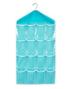 Oxbow 16 Pocket Hanging Innerwear Organiser For Wardrobe, Socks Organizer For Wardrobe, Wardrobe Organizer For Storage, Organiser For Bra, Undergarments Organizer((75X45 CM) (Pack of 1, Pink)