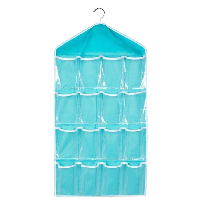 Oxbow 16 Pocket Hanging Innerwear Organiser For Wardrobe, Socks Organizer For Wardrobe, Wardrobe Organizer For Storage, Organiser For Bra, Undergarments Organizer((75X45 CM) (Pack of 1, Pink)