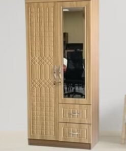 ALWASIT HOME 2 Door Wooden Wardrobe Cabinet Cupboard Engineered Wood With 1 Lockable Drawer Perfect Modern Stylish Heavy Duty