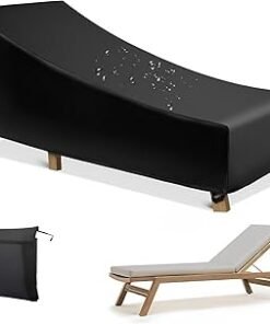 Patio Chaise Lounge Cover Waterproof,Outdoor Lounge Chair Covers,Water Resistant Black Chair Cover For Pool Lounge Chairs,Waterproof Outdoor Lounge Chair Covers（210x75x40/80cm）