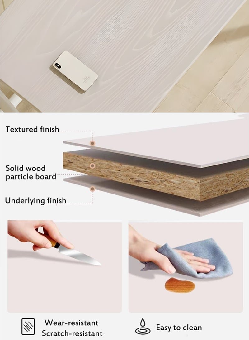 DBLEW Modern Folding Rectangular Work Desk Portable and Space Saving Foldable Laptop Desk, Side Table for Home, Office, Computer Gaming, Writing, Reading, Student Study, Bedroom, and Patio Use Premium Oak White Desktop Surface, Sofa and Bedside Table For Indoor Outdoor Camping Picnics Restaurants Café Coffee Tea Shops - Image 4
