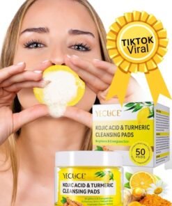 Yecuce 50 Pcs Kojic Acid & Turmeric Cleansing Pads for Dark Spots Turmeric Kojic Acid Cleansing Pads Helps Balance Skin Oil & Water Fade Spot Remove Excess Keratin Clean Oil Refines Pores Kojic Acid Pads