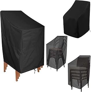 Patio Chair Cover,210D Oxford Heavy Duty Waterproof High Back Chair Cover,Outdoor Furniture Stackable Chair/Veranda Lounge Deep Seat Cover Protection Cover