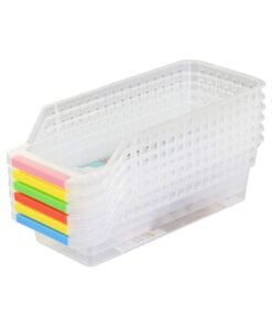 SKY-TOUCH 4PCS Refrigerator Organizer Baskets, Ideal for Fridge and Freezer Organization and Counter Food Containers, Assorted Colors