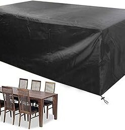 Furniture Cover Garden Outdoor Patio Protective Case Oxford Furniture Dustproof Cover for Rattan Table Cube Chair Sofa Waterproof Rain, Black - 213X132X74CM