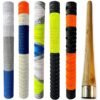 Sixteen Better Shock Absorption Cricket Bat Rubber Grip with Cone for Boys Cricket Bat Handle Accessories Grips (5 Bat Grip & 1 Wooden Cone) (Multi texture)