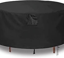 Round Patio Table Cover, Patio Furniture Covers Round, Outdoor Furniture Cover Waterproof, UV Resistant, Windproof, Dustproof, 47''D x 29''H