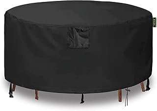 Round Patio Table Cover, Patio Furniture Covers Round, Outdoor Furniture Cover Waterproof, UV Resistant, Windproof, Dustproof, 47''D x 29''H