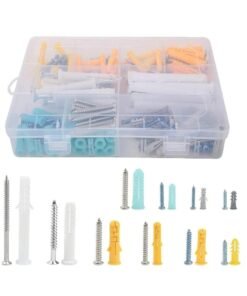 FengSVMA 200Pcs Plastic Drywll Anchors and self Tapping Screws Assortment Kit,Different Sizes of Wall Plugs and Screws Set with Organizer Box, self Drilling Anchor for HollowWall Hanging