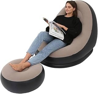 Inflatable Sofa, 116 x 98 x 83cm Inflatable Lounge Chair, Air Couch Footrest, Lazy Necessity Furniture, Gaming Reading & Movie Watching Lounger,Outdoor Travel Camping Picnic