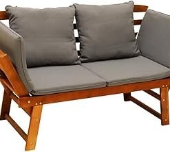 Solid Acacia Wood Sofa Outdoor - Weather-Resistant Adjustable Patio For Poolside Garden Furniture Outdoor Seating Sun Chair Chaise Lounge Sofa â€“ Relaxing Beach Sofa