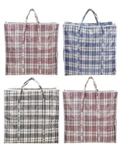 DUNISO Pack of 4 Strong Storage Laundry Bags – Big Moving/Shopping Bags with Zipper & Handles - Reusable Storage Zip Bag, Medium Size Heavy Duty Nylon Organizer Bags for Quilts Blankets Pillows Cloths