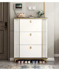 LHFHOMT Wooden Shoe Cabinet to Organize the Shoes – Sturdy Shoe Cabinet With 3 Flip Doors