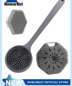 HomarKet 3 Pack Silicone Body Scrubber, Anti Cellulite Massage Scrubber, Long Handle Back Scrubber Exfoliating Shower Brush for Men & Women, Removes Dead Skin, Reduces Cellulite, Improves Circulation, Fast Dry, Non Slip