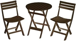 Classica 1 + 2 Seater Balcony Set |Table And Chairs Set | All Weather 3 Piece Bistro Set With Coffee Table | Modern Design Furniture For Outdoor Garden - Brown