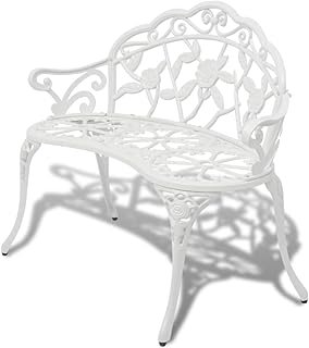 Garden Bench Outdoor Chair Park Seat Furniture White Cast Aluminium 2-seater