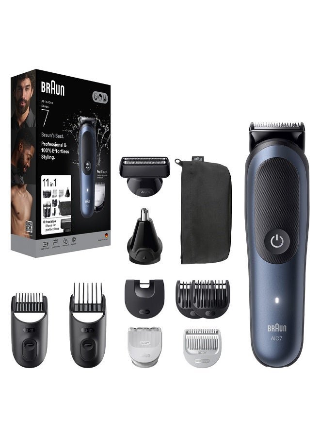 BRAUN Series 7 All-in-One Trimmer 11-in-1 Grooming Kit - AIO7540 Metallic Dark Blue