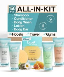 Terra Pure Eco Botanics Hotel Soaps  Toiletries Bulk Set  1Shoppe Amenities Kit  085oz Shampoo  Conditioner Body Wash Lotion 089oz Bar Soap  Travel Size  150 Pieces