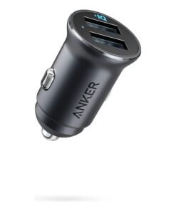 Anker Car Charger, Mini 24W 4.8A Metal Dual USB Car Charger, PowerDrive 2 Alloy Flush Fit Car Adapter with Blue LED, for iPhone 16/15/14/13/12, Samsung, Huawei, Xiaomi, Redmi, Vivo, Oppo and More