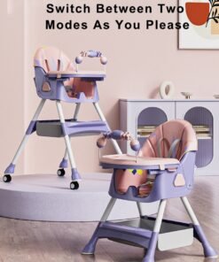 MissTiara Infant Toddler Convertible High Chair for Kids with Adjustable Height and Footrest, Baby Feeding Booster Seat with Tray,Wheels,Safety Belt For 6 Months to 4 Years