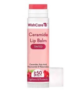 WishCare Tinted Ceramide Lip Balm with SPF50 PA+++ - Kojic Acid & Niacinamide - For Lip Lightening & Protection 5gm