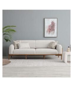 Danube Home Oslo 3 Seater Fabric Sofa Modern Design Three Seat Sofas Comfortable Living Room Furniture L 223 x W 90 x H 79 cm Beige