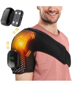 Intelligent Heating and Vibration Shoulder Massager Electric Shoulder Warmer Pack for Neck and Shoulder Pain Relief, Wireless Heating Pad for Arthritis, Joint Injuries, Wireless Shoulder Pad for Men and Women for Left or Right Shoulder