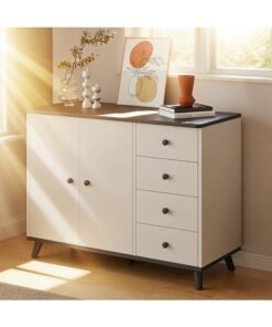 Alternative view of Chest of Drawers for Bedroom, Sideboard Cabinet, Buffet Cabinet, Kitchen Cabinet - Wooden Storage Cabinet with Legs, 4 Drawers and 2 Doors, for Living Room, Dining, Kitchen & Coffee Corner, GLC104