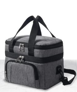 Infinity Lunch Box Bag, Bento Bag, 15 Liters/507 OZ Large Size, Cooler Picnic Bag, Thermal Insulated, Leak Proof, Waterproof Material, With Shoulder Strap, Great For Office, Work, School, Outdoor (Grey)